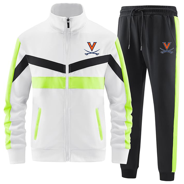 Men's Virginia Cavaliers  ANOTWENER Men_s Casual 2 Piece Tracksuit Sets Long Sleeve Full Zip Jacket and Sweatpants Sport Outfits Sweatsuits