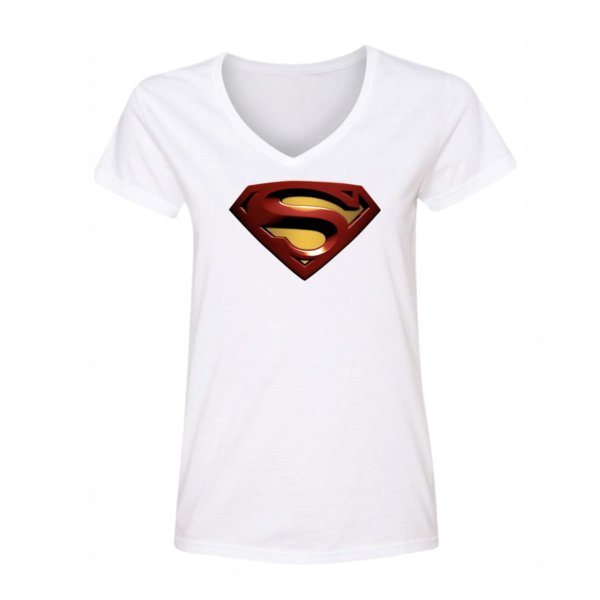 Women's Superman Superhero V-Neck T-Shirt