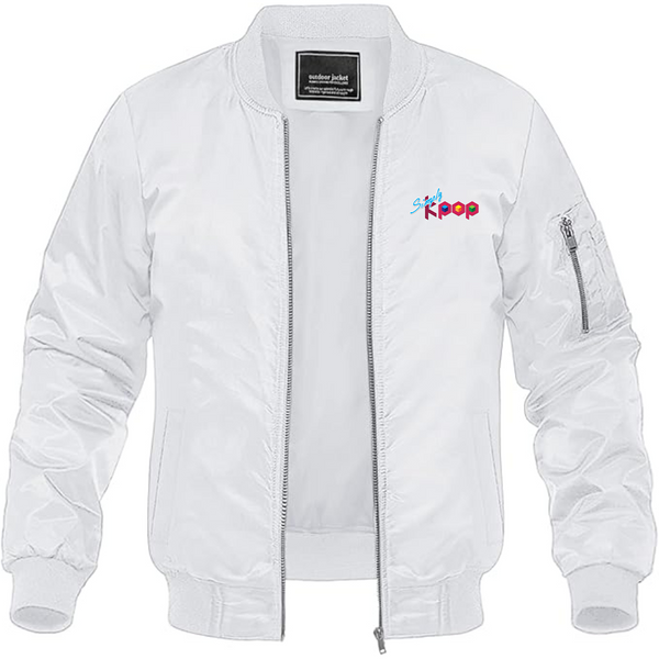 Men's Simply Kpop Lightweight Bomber Jacket Windbreaker Softshell Varsity Jacket Coat