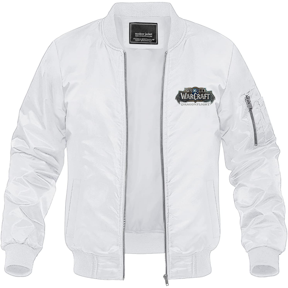 Men's World of Warcraft Dragon Flight Game Lightweight Bomber Jacket Windbreaker Softshell Varsity Jacket Coat