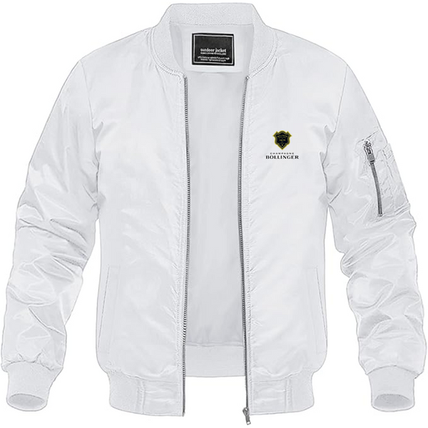 Men's Bollinger Logo Lightweight Bomber Jacket Windbreaker Softshell Varsity Jacket Coat