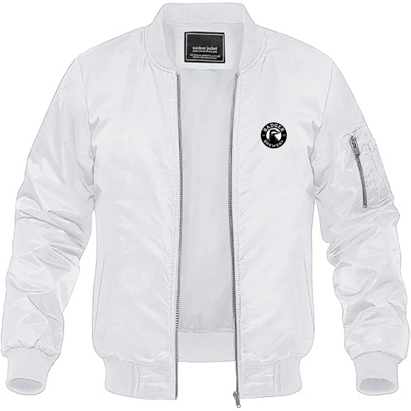 Men's Badger Brewery Logo Lightweight Bomber Jacket Windbreaker Softshell Varsity Jacket Coat