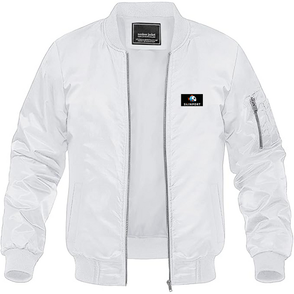 Men's Skinport  Logo Lightweight Bomber Jacket Windbreaker Softshell Varsity Jacket Coat