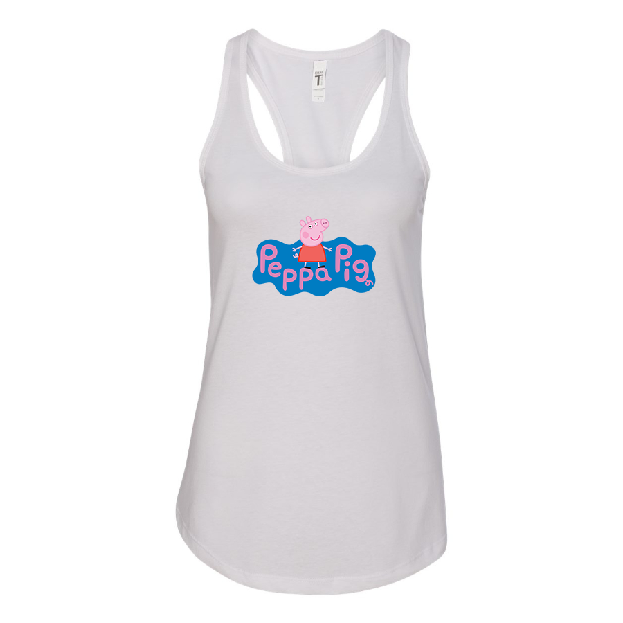 Women's Pegga Pig Cartoon Racerback Tank Top