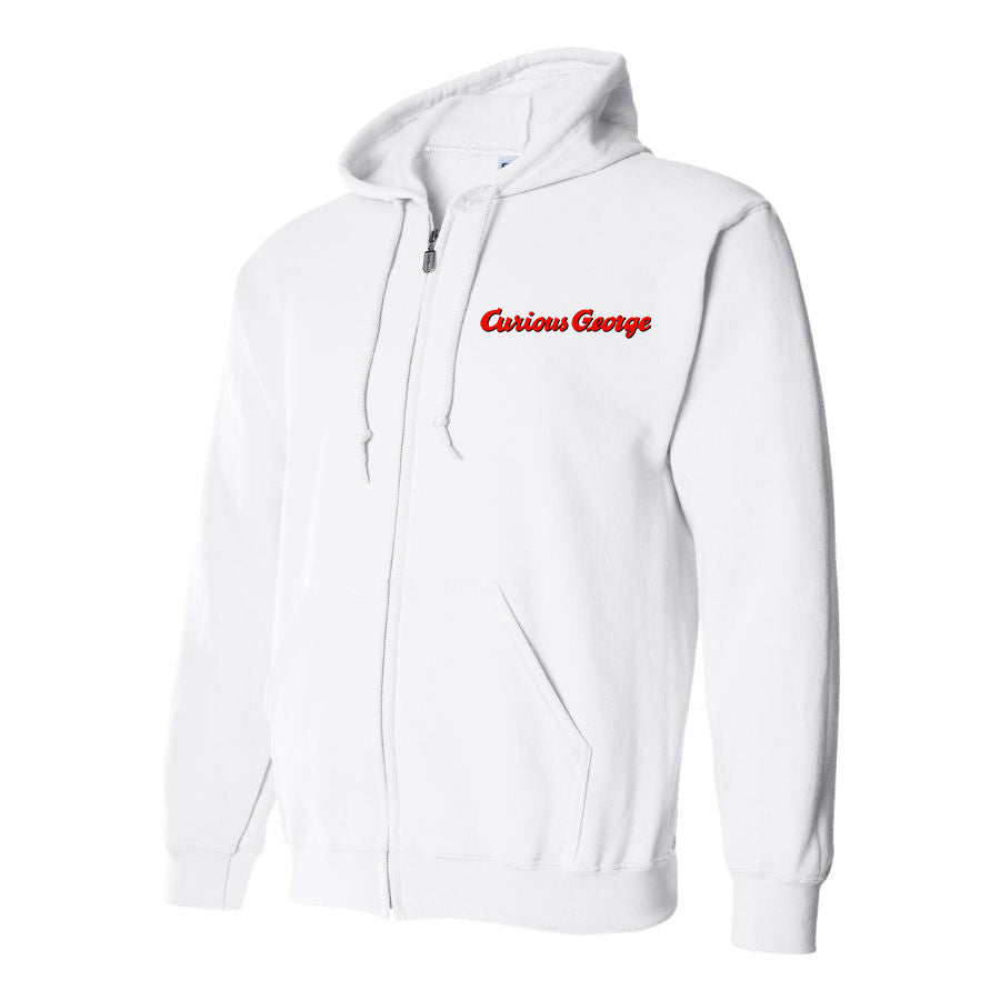 Men's Curious George Cartoon Zipper Hoodie