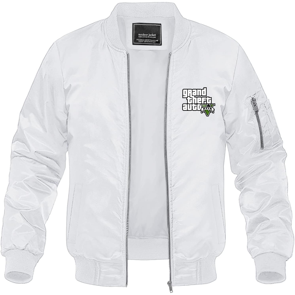 Men's GTA 5 Grand Theft Auto V Lightweight Bomber Jacket Windbreaker Softshell Varsity Jacket Coat Game