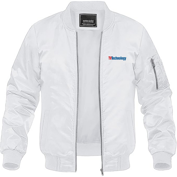 Men's TV Technology Logo Lightweight Bomber Jacket Windbreaker Softshell Varsity Jacket Coat
