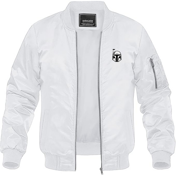 Men's Star Wars Boba Fett Helmet Lightweight Bomber Jacket Windbreaker Softshell Varsity Jacket Coat