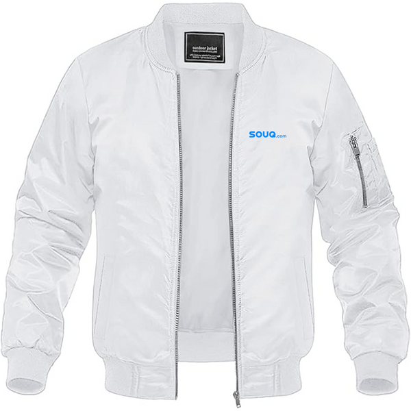 Men's Souq.com Logo Lightweight Bomber Jacket Windbreaker Softshell Varsity Jacket Coat