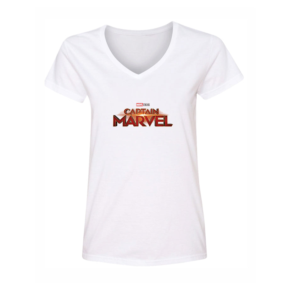 Women's Captain Marvel Superhero  V-Neck T-Shirt