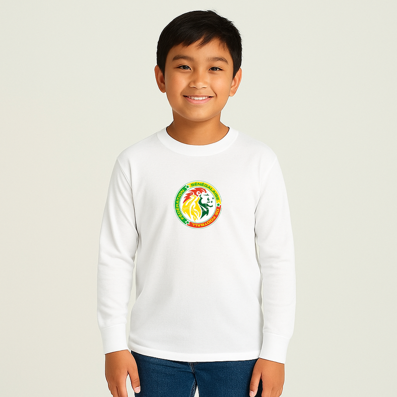 Youth Kids Senegal National Soccer Team Long Sleeve T-Shirt