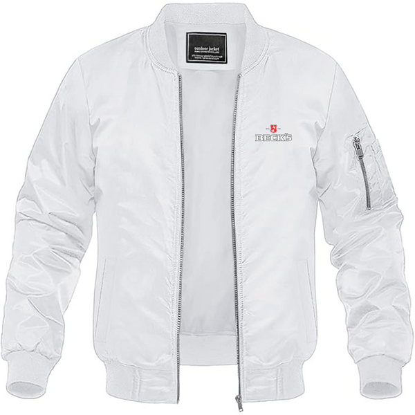 Men's Becks Logo Lightweight Bomber Jacket Windbreaker Softshell Varsity Jacket Coat