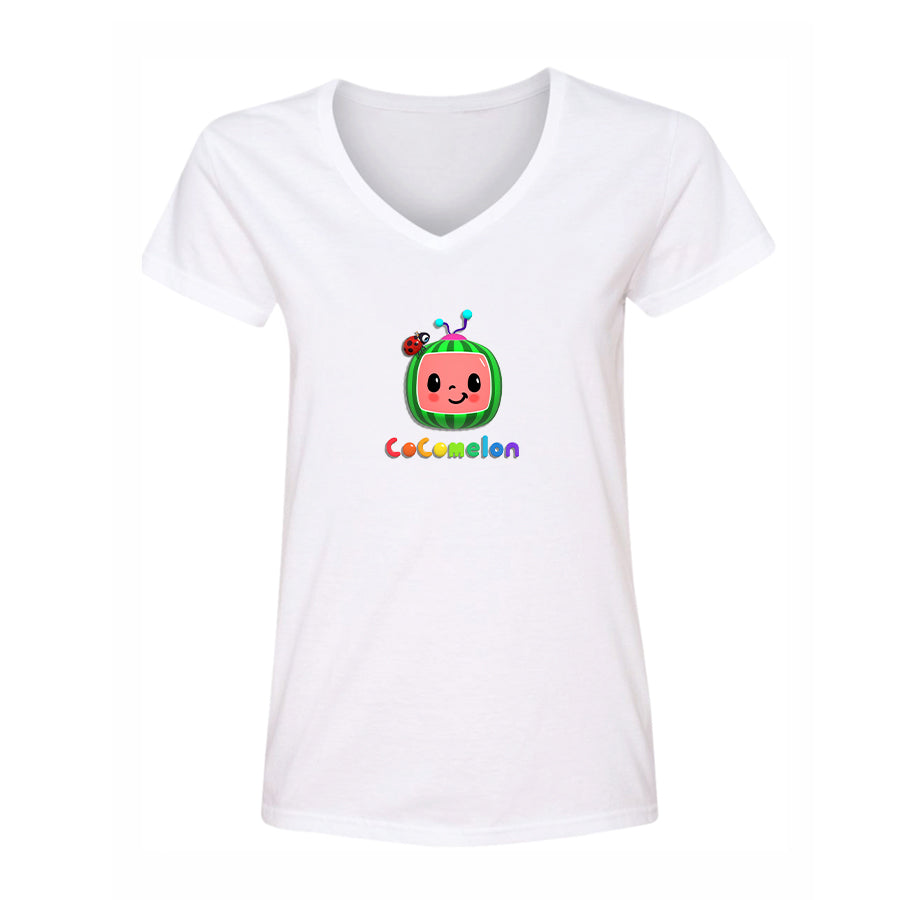 Women's Cocomelon Cartoon V-Neck T-Shirt