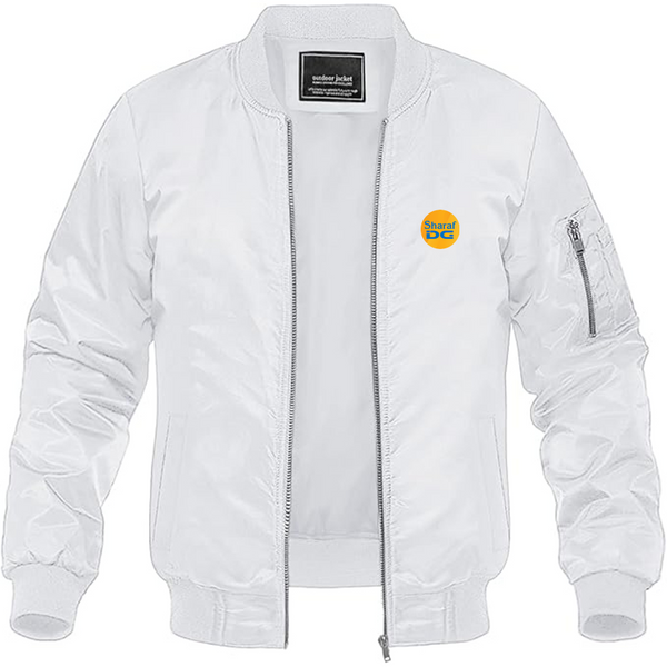 Men's SharafDG Logo Lightweight Bomber Jacket Windbreaker Softshell Varsity Jacket Coat