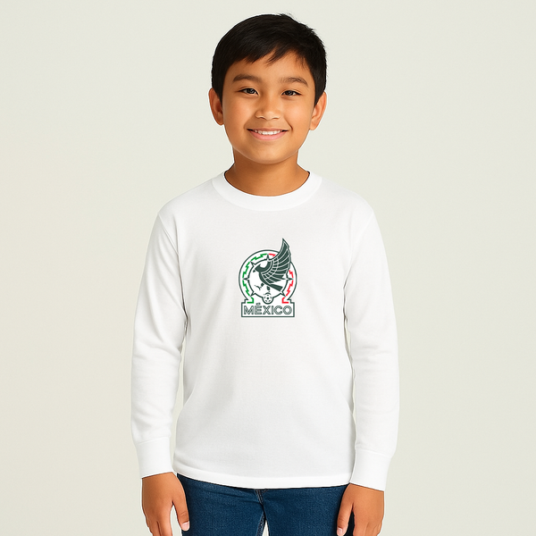 Youth Kids Mexico Soccer Long Sleeve T-Shirt