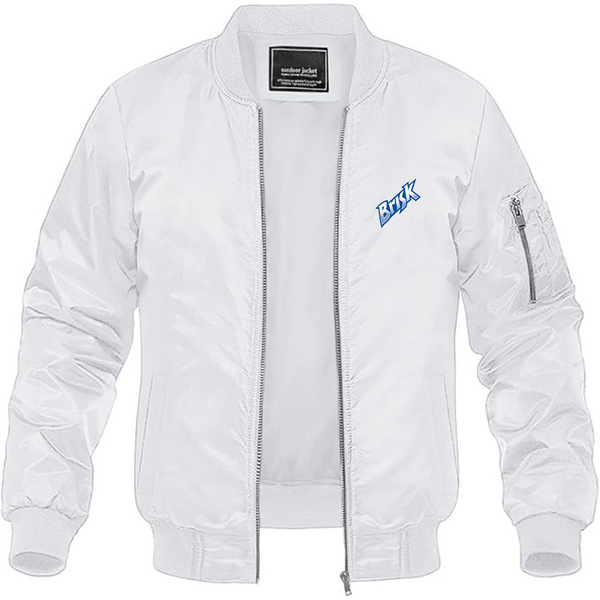Men's Brisk Logo Lightweight Bomber Jacket Windbreaker Softshell Varsity Jacket Coat