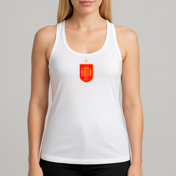 Women's Spain Red Logo National Soccer Team Racerback Tank Top