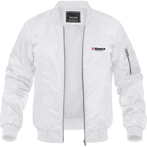 Men's Hansa Logo Lightweight Bomber Jacket Windbreaker Softshell Varsity Jacket Coat