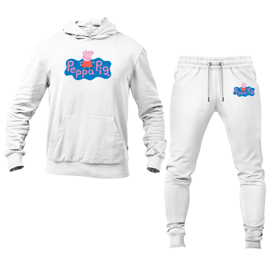 Men's Pegga Pig Cartoon Hoodie Joggers Set