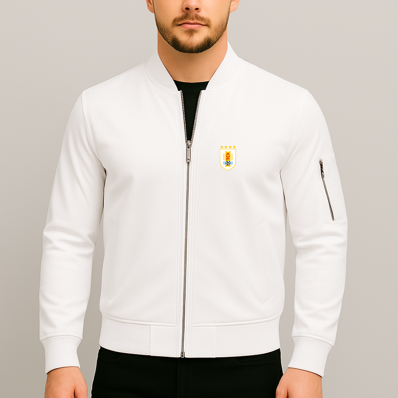Men's Uruguay National Soccer Team Lightweight Bomber Jacket Windbreaker Softshell Varsity Jacket Coat
