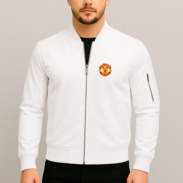 Men’s Manchester United Soccer Lightweight Bomber Jacket Windbreaker Softshell Varsity Jacket Coat