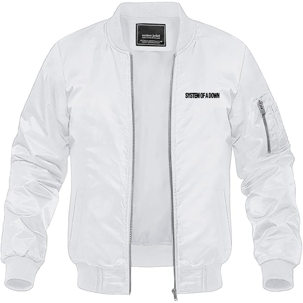 Men's System Of A Down Logo Lightweight Bomber Jacket Windbreaker Softshell Varsity Jacket Coat