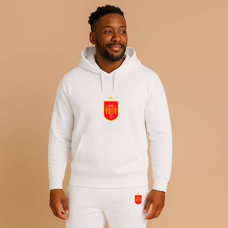 Men's Spain Red Logo National Soccer Team Hoodie Joggers Set