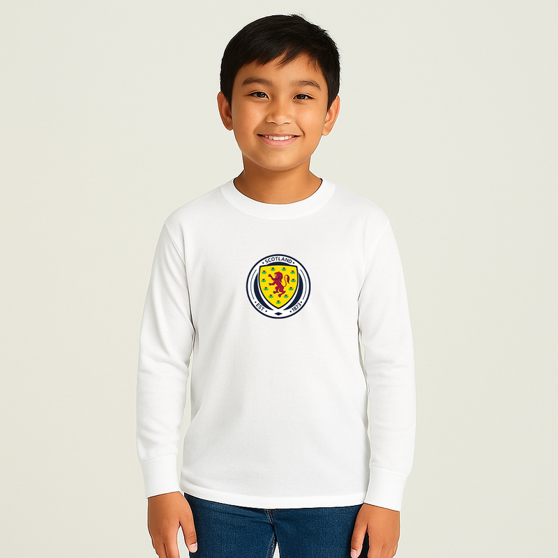 Youth Kids Scotland National Soccer Team Long Sleeve T-Shirt