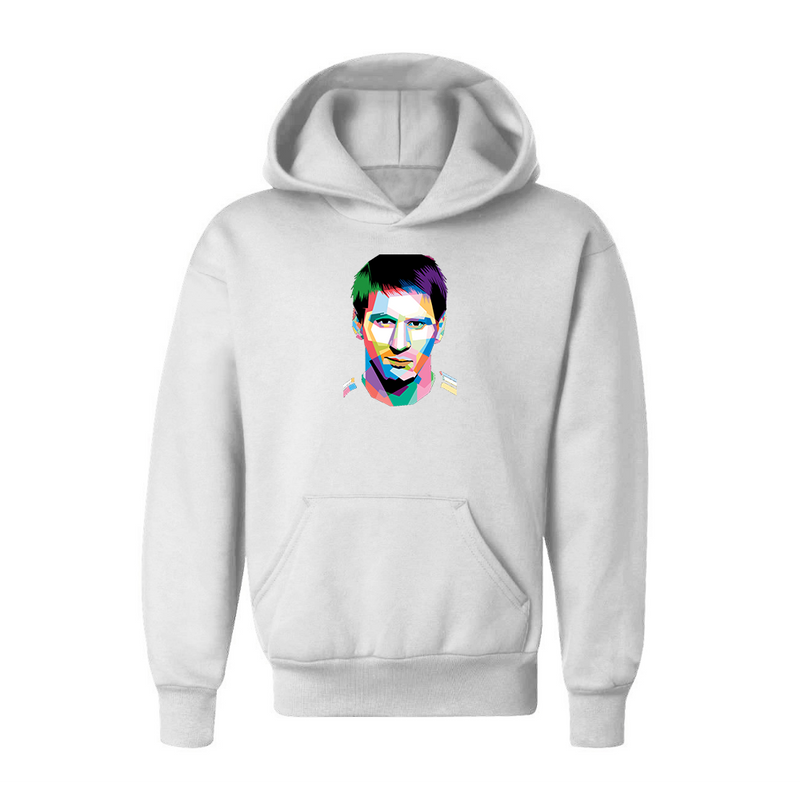 Youth Kids Lionel Messi Face Art Soccer Pullover Hoodie