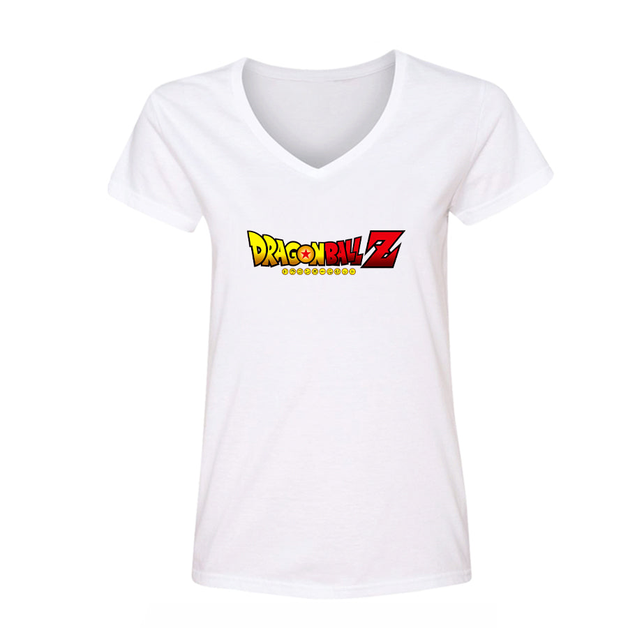 Women's Dragon Ball Z Cartoon Title V-Neck T-Shirt