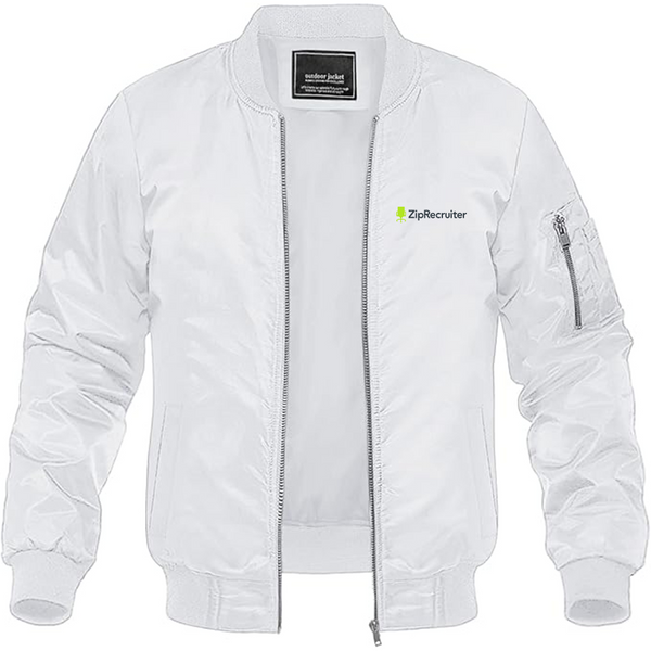 Men's ZipRecruiter Logo Lightweight Bomber Jacket Windbreaker Softshell Varsity Jacket Coat