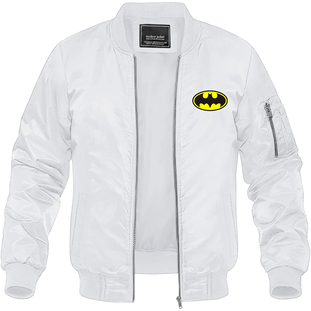 Men's DC Comics Batman Superhero Lightweight Bomber Jacket Windbreaker Softshell Varsity Jacket Coat