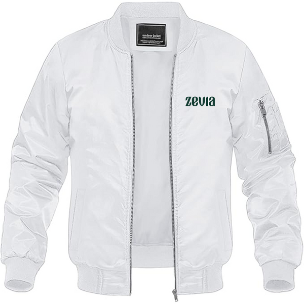 Men's Zevia Logo Lightweight Bomber Jacket Windbreaker Softshell Varsity Jacket Coat