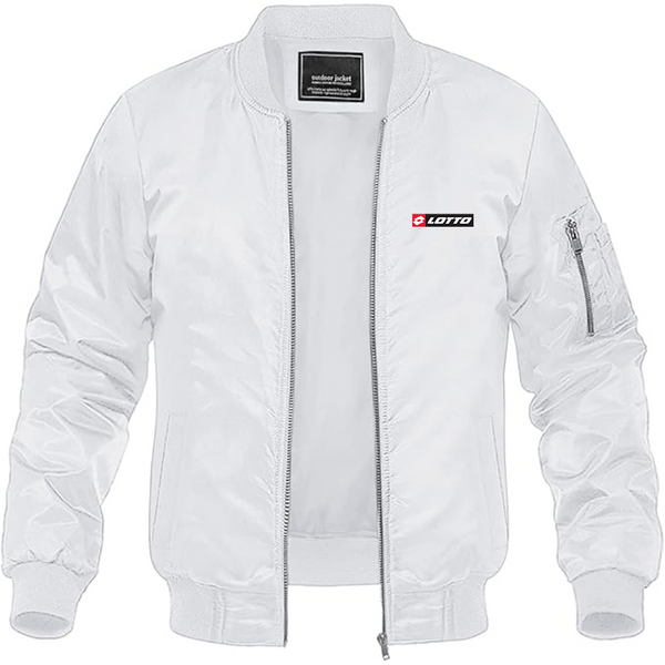 Men's Lotto Logo Lightweight Bomber Jacket Windbreaker Softshell Varsity Jacket Coat