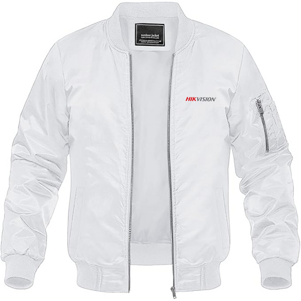 Men's Hikvision Logo Lightweight Bomber Jacket Windbreaker Softshell Varsity Jacket Coat