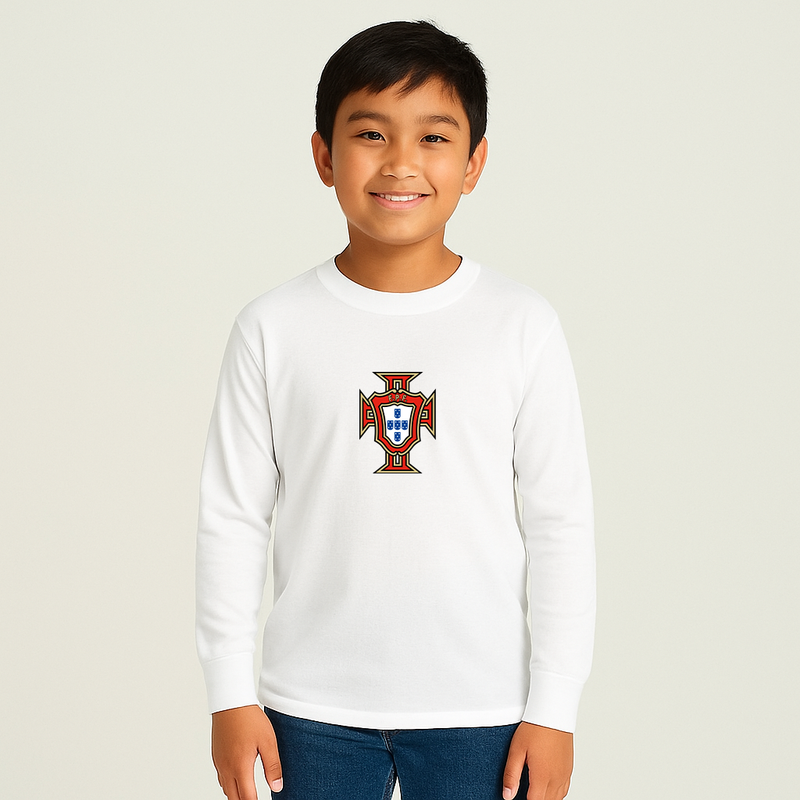 Youth Kids Portugal National Soccer Team Long Sleeve T-Shirt