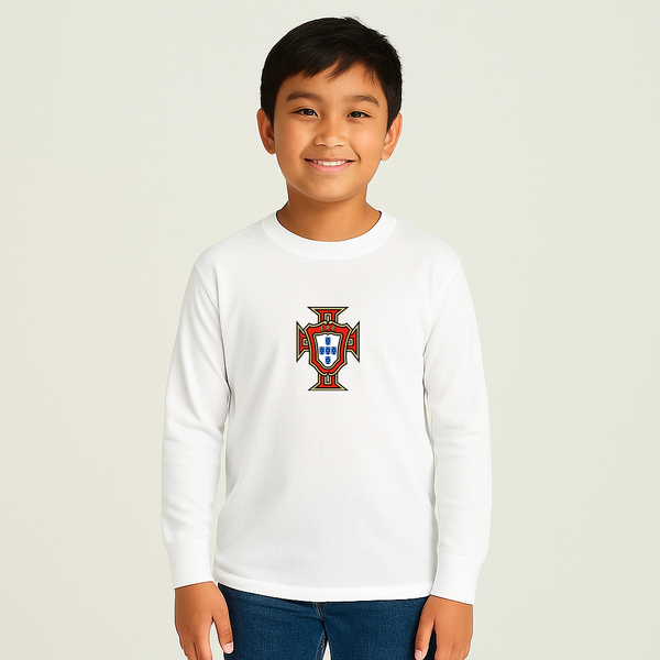 Youth Kids Portugal National Soccer Team Long Sleeve T-Shirt