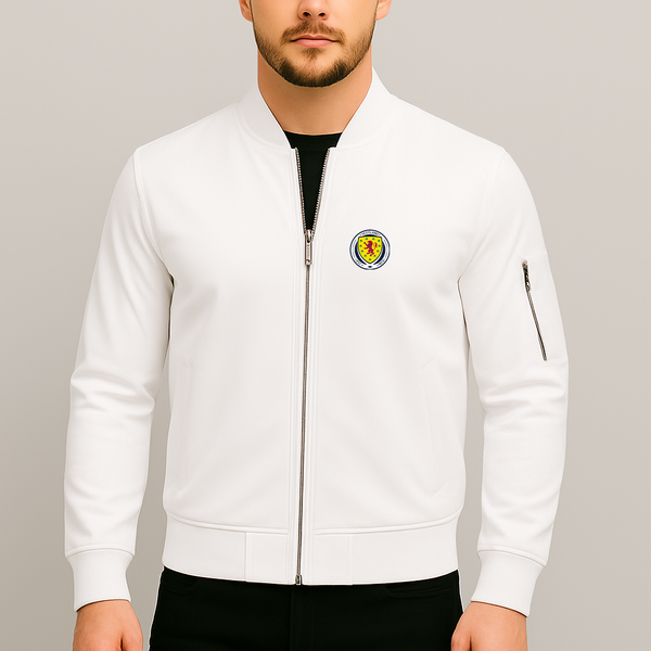 Men's Scotland National Soccer Team Lightweight Bomber Jacket Windbreaker Softshell Varsity Jacket Coat