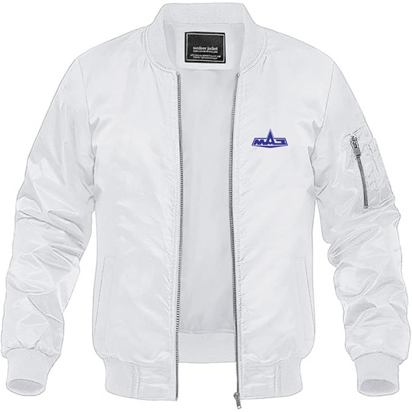 Men's MAZ Logo Lightweight Bomber Jacket Windbreaker Softshell Varsity Jacket Coat