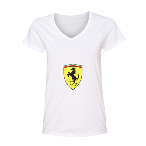 Women's Ferrari Motorsport Car V-Neck T-Shirt
