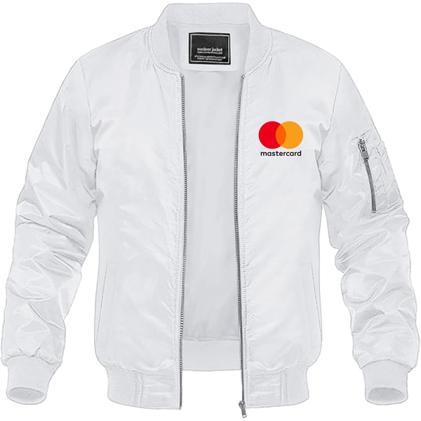 Men's  Mastercard Logo Lightweight Bomber Jacket Windbreaker Softshell Varsity Jacket Coat