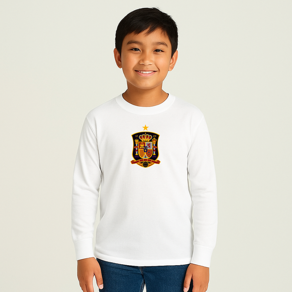 Youth Kids Spain National Soccer Team Long Sleeve T-Shirt