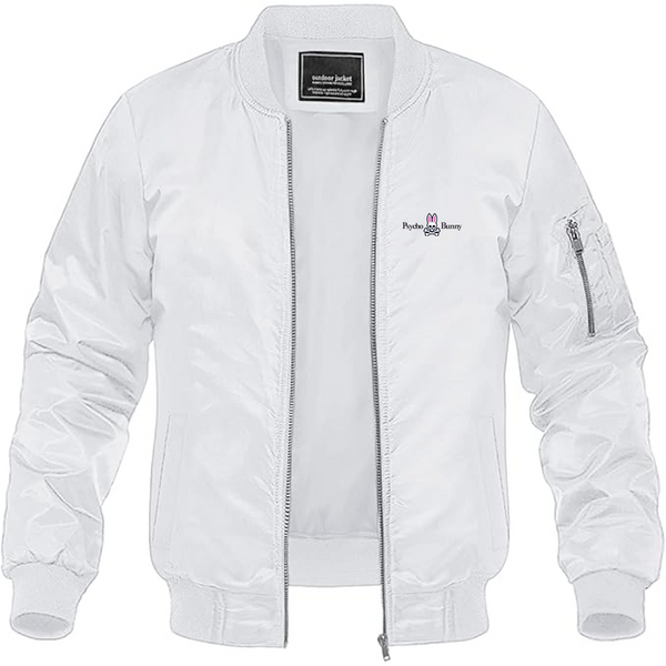 Men's Psycho Bunny Logo Lightweight Bomber Jacket Windbreaker Softshell Varsity Jacket Coat
