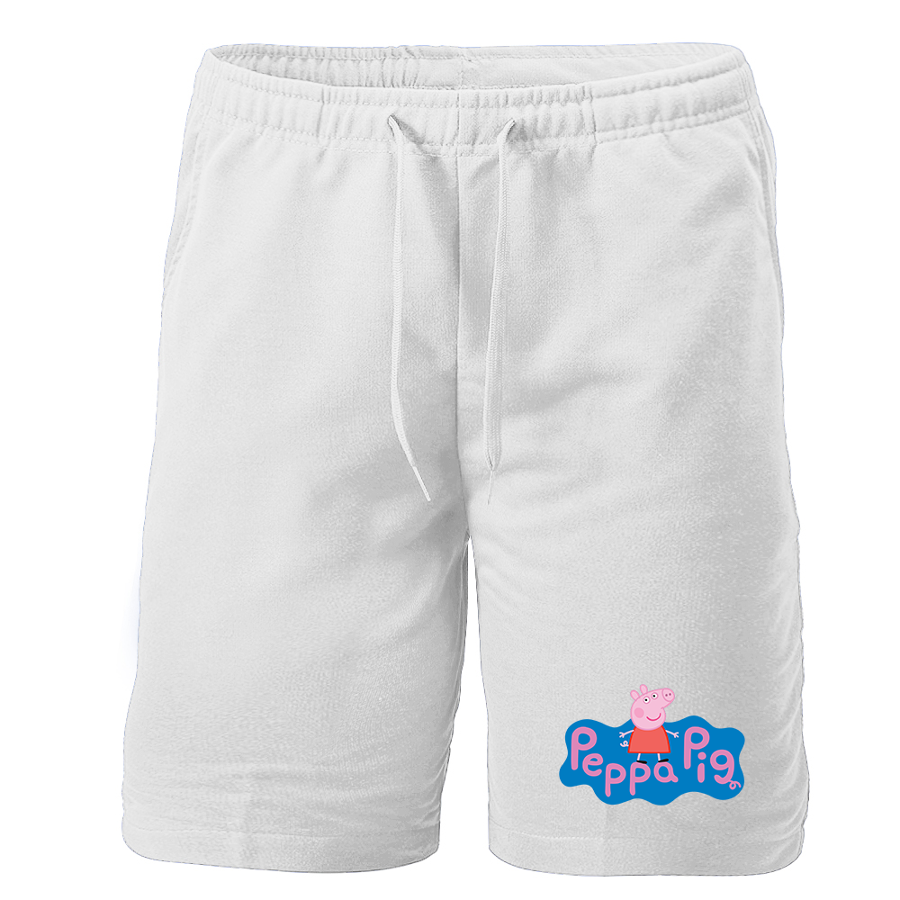 Men's Pegga Pig Cartoon Athletic Fleece Shorts