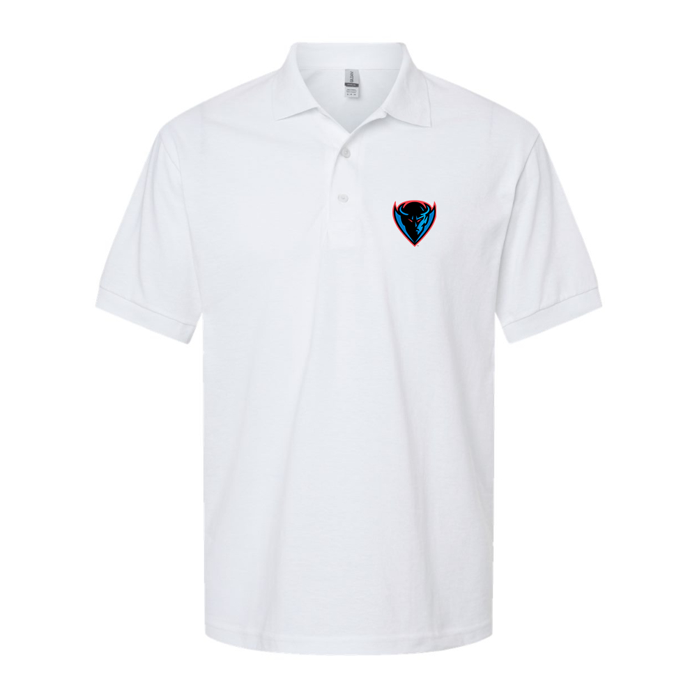 Men's DePaul Blue Demons Dry Blend Jersey Polo - White