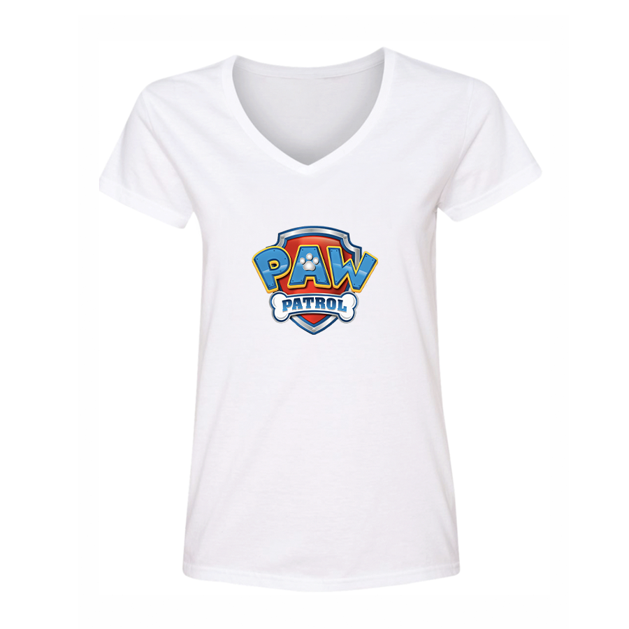 Women's Paw Patrol Cartoon V-Neck T-Shirt