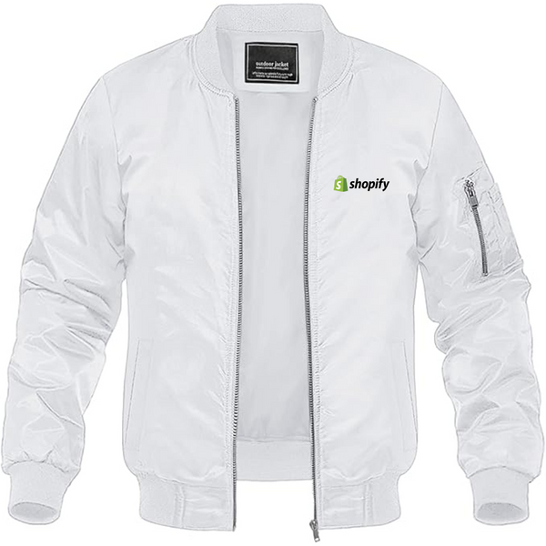 Men's Shopify Logo Lightweight Bomber Jacket Windbreaker Softshell Varsity Jacket Coat