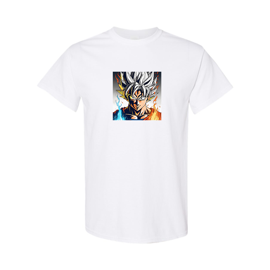 Men's Goku Fire Dragon Ball Z Cartoon Cotton T-Shirt