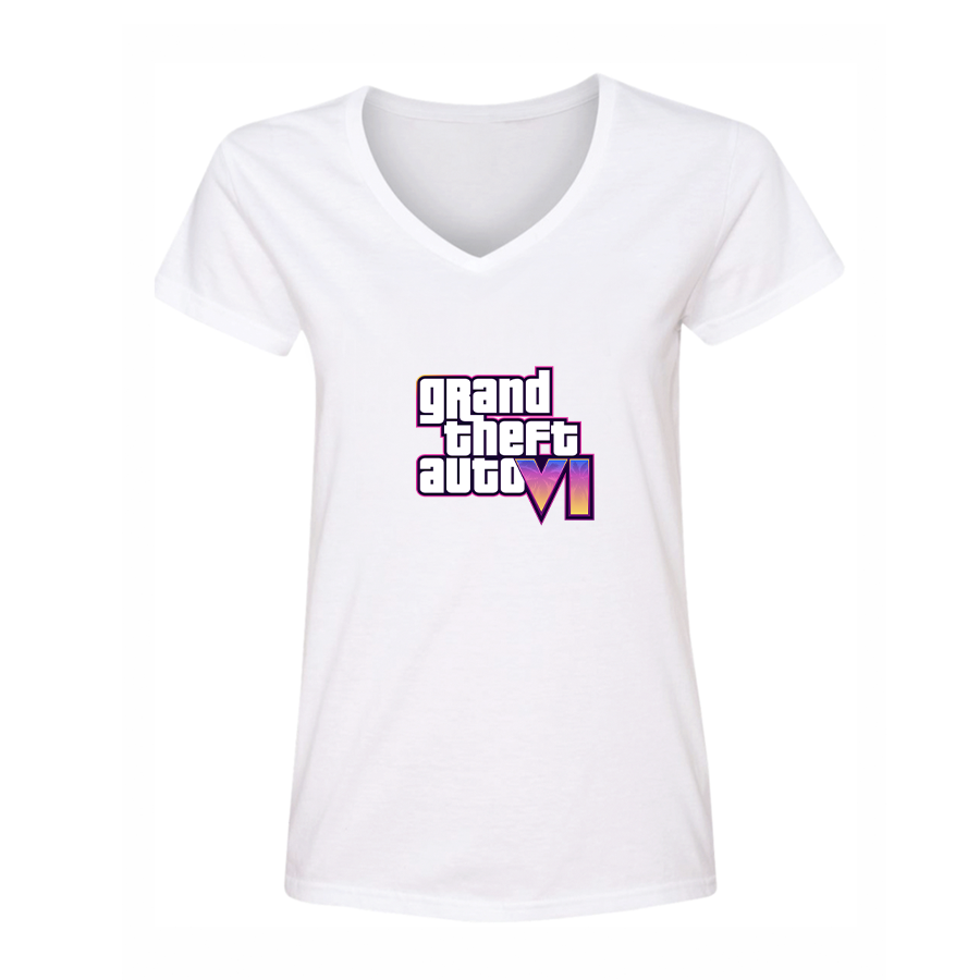 Women's GTA 6 Grand Theft Auto VI V-Neck T-Shirt Game