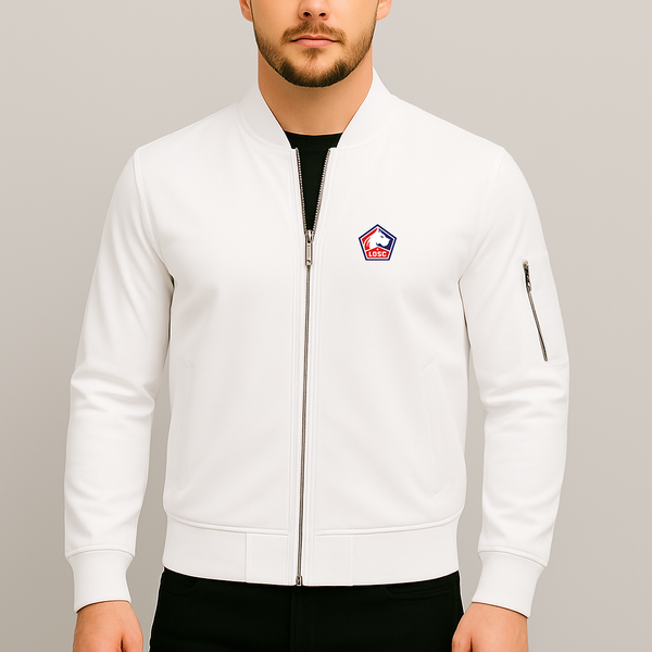 Men's Lille Olympique FC Lightweight Bomber Jacket Windbreaker Softshell Varsity Jacket Coat